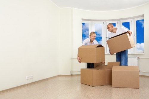Office furniture being transported as part of commercial removals in Croydon