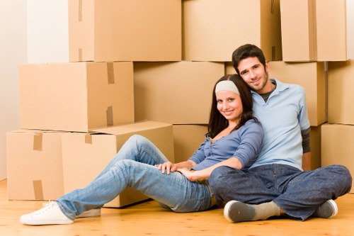 Professional movers handling belongings carefully